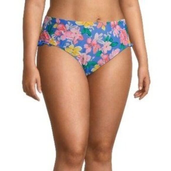Time & Tru Womens Floral Bikini Bottom With Ruffle Detail Size Large (12-14) - Picture 3 of 9